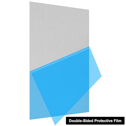 6061 T651 Aluminum Sheet Metal 14 x 18 x 1/8 (0.125') Inch Flat Plain Aluminum Plate Covered with Protective Film, Heat Treatable Rectangle 3MM Metal Plate for Crafting, Industrial