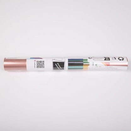 VINYL FROG Metallic Foil HTV Vinyl Roll 12" x5ft Rose Gold Chrome Iron on Vinyl Easy to Cut & Weed Heat Transfer Vinyl DIY Heat Press Design for T-Shirts