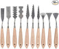 CONDA Palette Knife Set -10Pcs Stainless Steel Spatula Pallet Knife Painting Tools Metal Knives Wood Handle with Different Shapes and Sizes