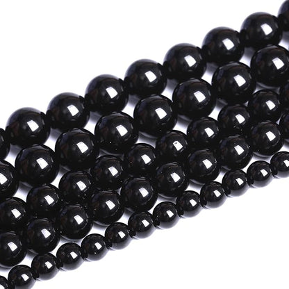 10mm 80pcs Natural Black Agates Onyx Stone Beads Smooth Round Loose Spacer Beads for Jewelry Making DIY Bracelets 32" 2 Strands