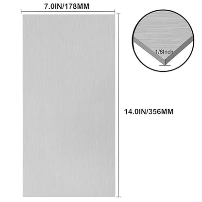 6061 T651 Aluminum Sheet Metal 7 x 14 x 1/8 (0.125”) Inch Flat Plain Aluminum Plate Covered with Protective Film, Heat Treatable Rectangle 3MM Aluminum Metal Plate for Industrial