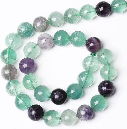 46pcs 8mm Natural Stone Beads Fluorite Gemstone Round Loose Beads for Jewelry Making DIY Bracelet Necklace 15"