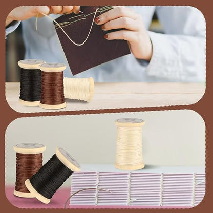 Natural Waxed Thread, 0.55mm/0.8mm, Wax Thread for Handcrafted Wrapping, Sewing, Bookbinding, Leather Threads, Beginners Craft DIY, Hemp Cord (Black/Brown/White, 0.55mm/33 Yards)