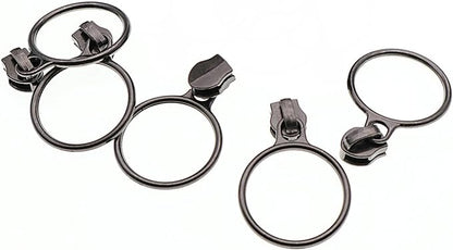 Leekayer #5 Black Nickel Metallic Nylon Coil Teeth Zippers by The Yard Bulk 10 Yards Black Zipper Tape with 25pcs Black Nickel Ring Pull Sliders for DIY Sewing Tailor Craft Bag(Black)