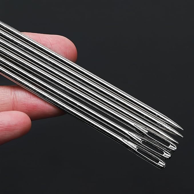 8" Professional Upholstery Needle 20cm Length 3mm Thickness, Big Eye Hand Sewing Needles for Stitching and Crafting Projects