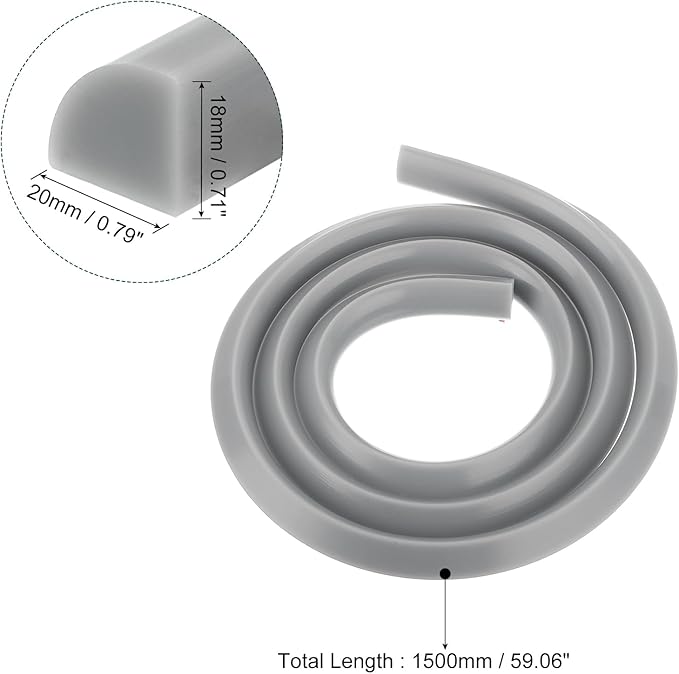uxcell Flexible Molding Trim, 59 Inch Flexible Quarter Round Molding Silicone Peel and Stick Trim Self Adhesive Shower Water Barrier for Corner Decor Bathroom Kitchen, Grey