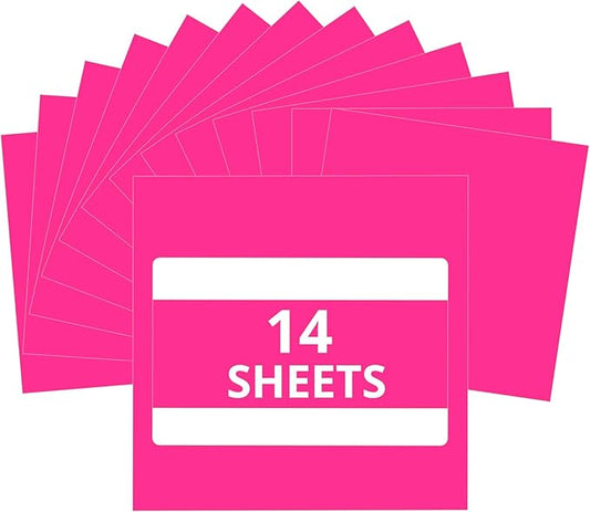 HTVRONT Pink Permanent Vinyl for Cutting Machine - 14 Pack Hot Pink Glossy,12 ” x 12 ” Adhesive Sheets for Craft Projects, Permanent Adhesive Vinyl Compatible with Cricut Cutting Machine
