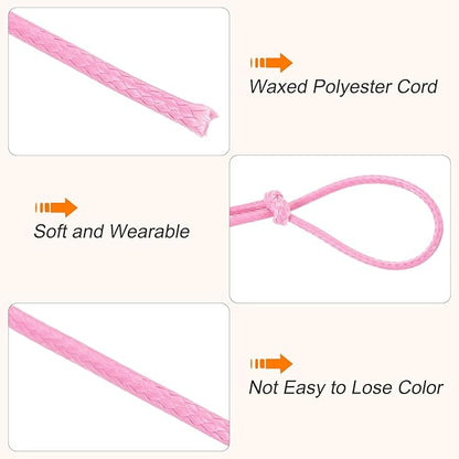 MECCANIXITY Waxed Cord 1.5mm Waxed Thread 87 Yard Wax String Leather Cord for Bracelet Making, Necklaces, Beading, Jewelry Making and DIY Crafts(Pink)
