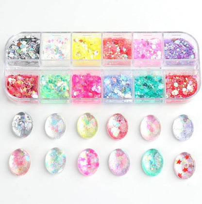 12 Colors Bling Mermaid Nail Glitter Sequins 3D Holographic Nail Glitter Flakes Hexagon Chameleon Chunky Glitter for Nail Art Sequins Mixed Iridescent Nail Flakes for Women DIY Shiny Nail Decoration