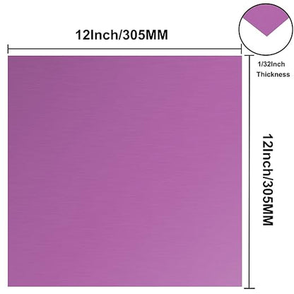 Anodized Aluminum Sheet Metal 12 x 12 x 1/32 Inch Purple Metal Plates for Laser Engraving, 0.8MM Thin Decorative Sheets for Crafting, House Decoration