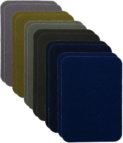 Johnson & Smith Iron On Patches - 12-Piece Iron On Patch for Clothing, Pants Repair - Adhesive Fabric Patches - Easy to Use, No Sewing Needed - Cool Rectangle Patches – Green and Navy