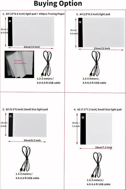 Ultra-Thin Portable A4 LED Light Box Tracer w/USB Cable Dimmable Brightness LED Artcraft Tracing Light Box Light Pad for Artists Drawing Sketching Animation Stencilling X-ray Viewing