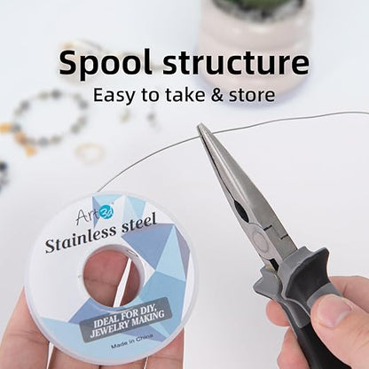 Art3d 18 Gauge Stainless Steel Wire, Bendable Soft Crafting Wire for Jewelry Making Earring Beading DIY Wrapping Sculpting - 120 FT Silver