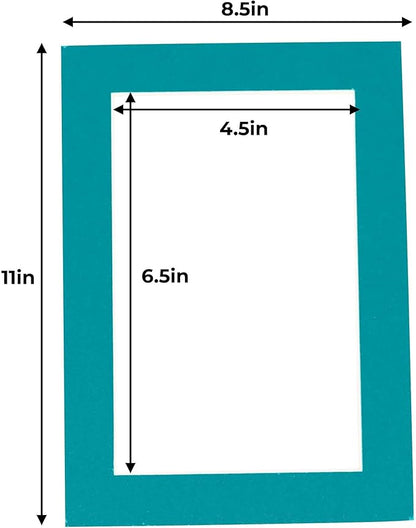 5x7 Mat for 8.5x11 Frame - Precut Mat Board Acid-Free Show Kit with Backing Board, and Clear Bags Teal Blue 5x7 Photo Matte Made to Fit a 8.5x11 Picture Frame Matboard for Framing, Pack of 1 Mat