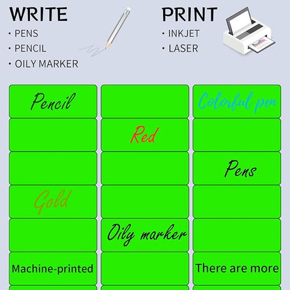 STARLIBOO 1" x 2-5/8" Address Labels- Neon Color Fluorescent Stickers for Laser/Inkjet Printer mailing Labels 8.5"×11"- Fluorescent Green