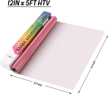 HTVRONT HTV Rolls Heat Transfer Vinyl - 12" x 5ft Maroon HTV Vinyl for Shirts, Iron on Vinyl for All Cutter Machine - Easy to Cut & Weed for Design (Maroon)