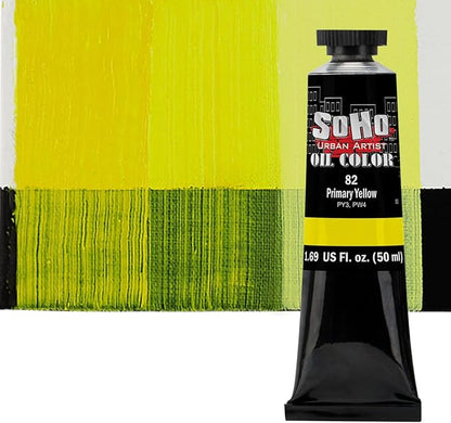 Soho Urban Artist Oil Paint - Primary Yellow, 50 ml Tube - Best Valued Oil Colors for Painting, Excellent Pigment Load