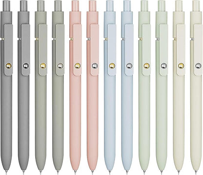 12 Pcs Gel Pens 0.5mm Quick Dry Black Ink Pens Fine Point Smooth Writing Pens, Cute Office and School Supplies Gifts for Women Teacher Students (12 Pcs Morandi Gold and Silver)