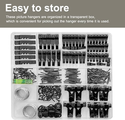 Picture Hanging Kit, 330pcs Picture Hangers, Wall Hangers, Nails for Hanging Pictures, Wall Hanging Kit, Hanging Wire, Screw Eyes, D Ring and Picture Hanging Tool for Frame Canvas Mounting