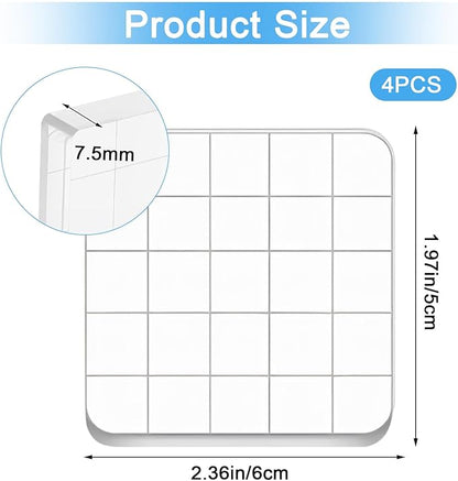 4PCS Acrylic Stamp Block,Square Acrylic Stamping Blocks, with Grid Lines, Clear Stamp Block, for DIY Crafts, Scrapbooking, Card Making, Decorations and Stamping Projects