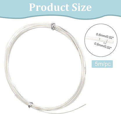 BENECREAT 23 Gauge 16 Feet Silver Square Copper Wire, Bendable Metal Craft Wire for Necklace Bracelet Making and Handmade Project