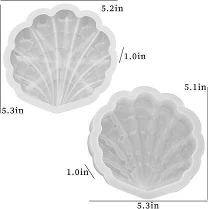 Wehous Seashell Box Resin Molds with Lid, 3D Shell Shape Storage Container Box Silicone Molds for Epoxy Resin Concrete, Marine Jewelry Holder Trinket Organizer Tray Mold DIY Art Casting Craft Decor
