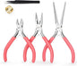 3 PCS Mini Pliers Set, Pink Jewelry Pliers Kit with Needle Nose, Diagonal and Long Nose, Small Plier Tool for Jewelry Making, DIY Crafts, Beading and Electronic Repair