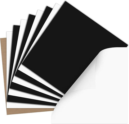 HTVRONT HTV Heat Transfer Vinyl Bundle: 5 White HTV Vinyl and 4 Black Heat Transfer Vinyl Sheets, 12"x12" PU Iron on Plus 1 PTFE Sheet Easy to Cut & Weed for Heat Design