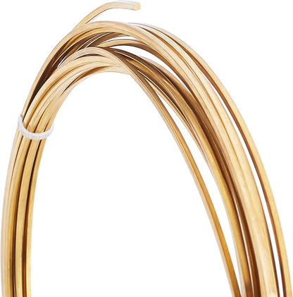 BENECREAT 16.4 Feet Square Brass Wire - 15 Gauge Half-Hard Gold Copper Wire for Jewelry Making, Beading & Craft Work