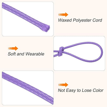 MECCANIXITY Waxed Cord 1.5mm Waxed Thread 87 Yard Wax String Leather Cord for Bracelet Making, Necklaces, Beading, Jewelry Making and DIY Crafts(Light Purple)