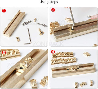 ZONEPACK Copper Brass Stamping Flexible Alphabet Number Symbol Character Stamp Mold Letter Positioning Plate DIY for Hot Foil Stamping Machine (26PCS Lowercase Times New Roman)