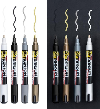 TRANSON 4 Colors Permanent Paint Markers for Fabric Rock Craft Diy Painting Medium Tip Oil Based Waterproof