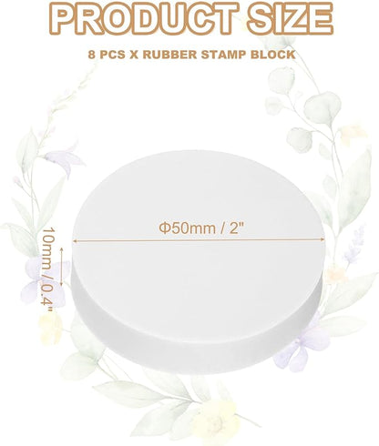 PATIKIL 8Pcs 2" Rubber Carving Blocks, Soft Linoleum Art Carving Block Round Crafts Stamp Making for Printmaking Stamps Carving Supplies, White