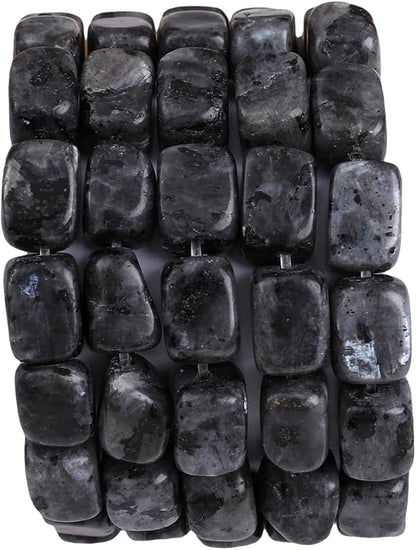 Natural Black Spectrolite Cuboid Stone Loose Semi Gemstone Beads for Jewelry Making 8mmx12mm 38cm/Strand