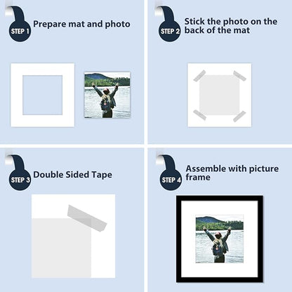 Mat Board Center, Pack of 20, 12x12 for 8x8 White Photo Picture Mats - Acid Free, 4-ply Thickness, White Core - for Pictures, Photos, Framing