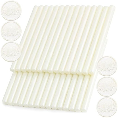 Pearl White Wax Seal Sticks, 30pcs Sealing Wax Sticks, HOSEALING Glue Gun Wax Seal Sticks for Wax Seal Stamp, Premium Sealing Wax for Wedding Invitations, Letter, Envelope (Mini Size)
