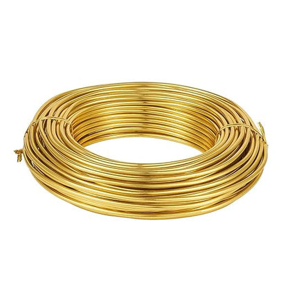 Fashewelry 82 Feet 9 Gauge Round Aluminum Wire 3mm Golden Bendable Metal Craft Wire for Beading Jewelry Craft Making 25m Long