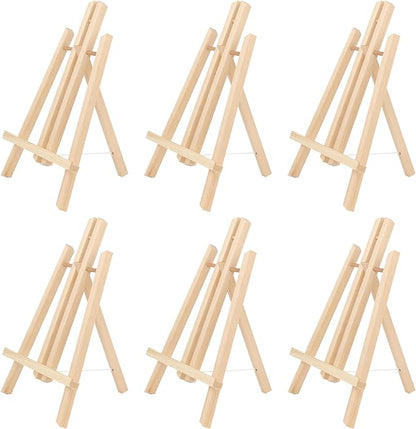 Kinlink 11.8 Inch Tall Wood Easels for Display Set of 6, Display Easel Tabletop, Painting Easel Stand for Artist Students
