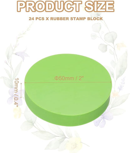PATIKIL 24Pcs 2" Rubber Carving Blocks, Soft Linoleum Art Carving Block Round Crafts Stamp Making for Printmaking Stamps Carving Supplies, Green