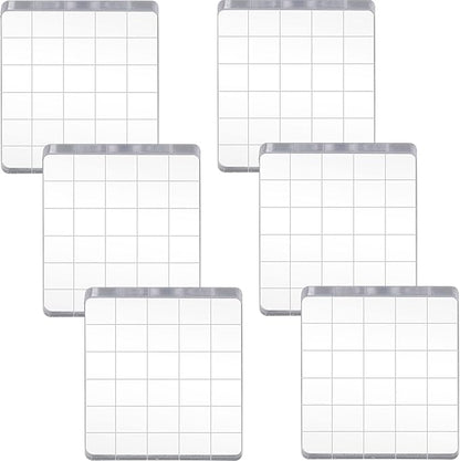 6 Pieces Stamp Block Clear Acrylic Stamping Blocks Tools Set with Grid Lines for DIY Crafts Scrapbooking Card Making Ornaments Stamping Projects