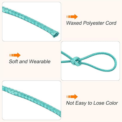 MECCANIXITY Waxed Cord 1.5mm Waxed Polyester Cord 175 Yard Wax String for Bracelet Making,Necklaces, Beading,Jewelry Making and DIY Crafts(Blue-Green)