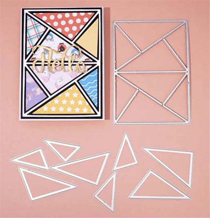 Mvchifay Cutting Dies for Card Making Metal Die-Cuts Scrapbooking Tool Hollow Frame DIY Craft Punch Template Embossing for Paper Album Decor (Big Triangle Rectangle frame-10.1x14cm)