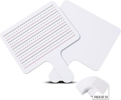 Epic Creations Dry Erase Paddles - 24 Pack 8.11 x 6.14 Inches - Double Sided Handheld Whiteboard - Dry Erase Signs - Hand Held White Board - Auction Paddles - White Board Paddles,Hand Dry Erase Board