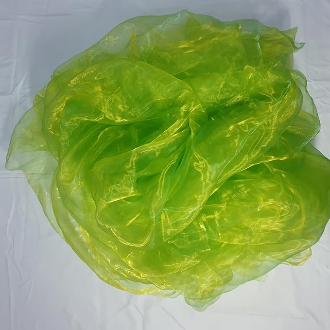 Two-Tone Iridescent Holographic Organza Fabric - 11 Yards | Lightweight Sheer Gauze Voile Tulle | for Dresses, Party Decor, DIY Crafts, Shiny Backdrops(Shimmery Light Green-Yellow)