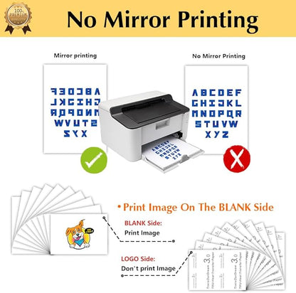 TransOurDream Tru-Heat Transfer Paper for Inkjet & Laserjet Printer (20 Sheets, 8.5x11", Dark 3.0) Printable HTV Heat Transfer Vinyl for T Shirts Iron on Transfers for Dark Fabrics (TRANS-D3-20)