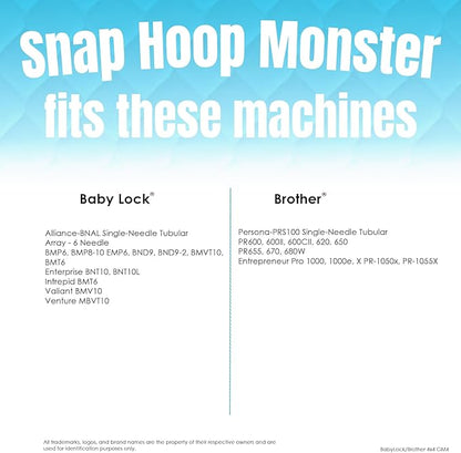 Multi Needle Snap Hoop Monster for Baby Lock/Brother (4" x 4") Magnetic Embroidery Hoop for Machine Embroidery