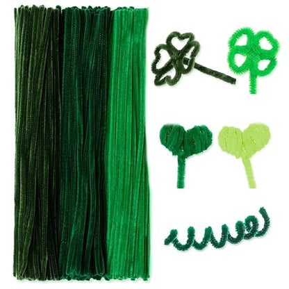 300 Pieces Pipe Cleaners Chenille Stem, 3 Pastel Candy Color Pipe Cleaners Set for Pipe Cleaners DIY Arts Crafts Decorations, Chenille Stems Pipe Cleaners (Green)