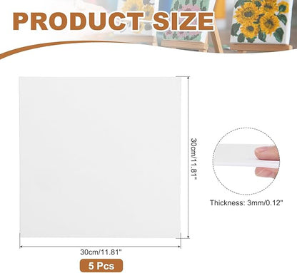 MECCANIXITY Canvas Boards for Painting, 12x12 Cotton Blank Primed Art Canvas Panels Acid-Free for Painting Supplies Oil Acrylic Tempera Watercolor Pouring Paint Artists(White, Pack of 5)