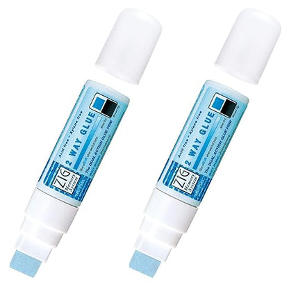 Kuretake Zig 2Way Glue Pen, 15mm Board Tip 2pcs Set, Quick Dry Liquid Stick Marker, for Artists, Crafting, Scrapbooking, Gift Card, Calligraphy, Made in Japan