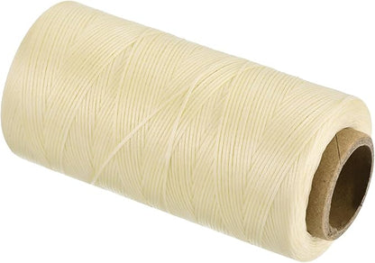 MECCANIXITY Waxed Thread,284 Yard 0.8mm 150D Flat Wax Thread Polyester Waxed String for Leather Sewing Hand Weaving Book Binding Home Decoration,Cream White